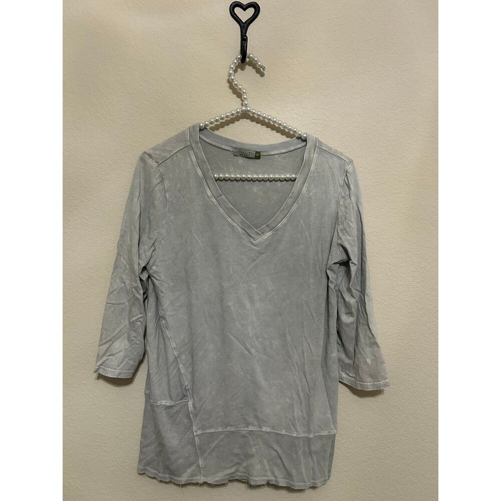 Chalet et Ceci Top Size Small Gray Lagenlook Capsule Wardrobe Classic Shirt Hemp
